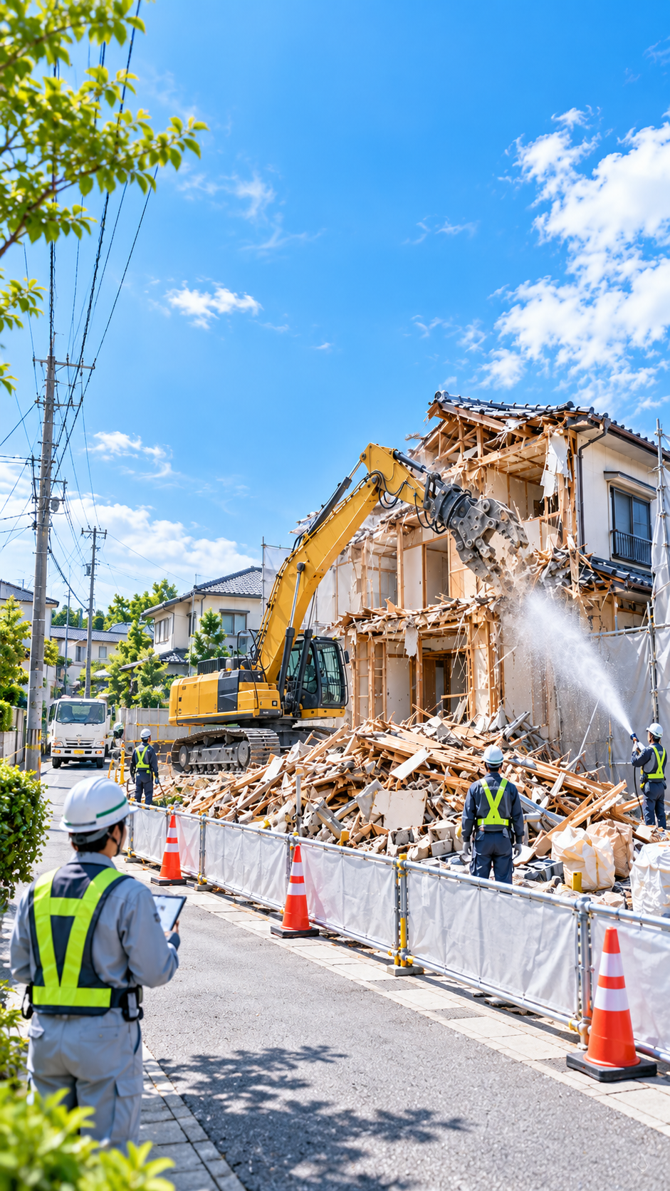重機による家屋の解体工事